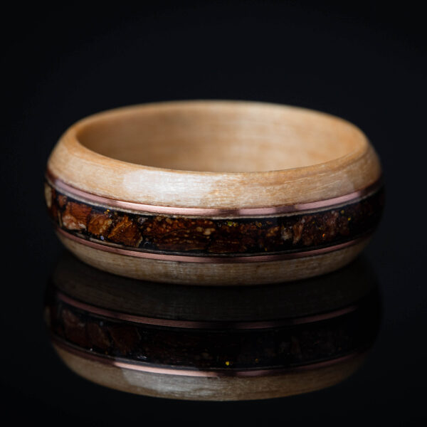 Wooden ring with oak bark