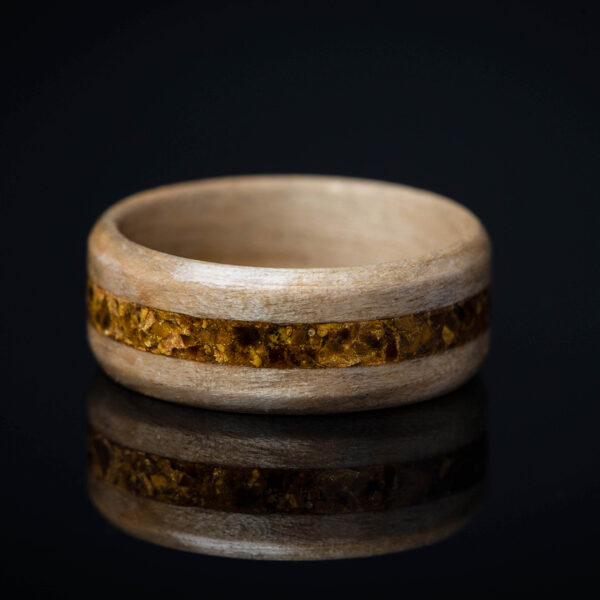 Wooden ring with tiger's eye